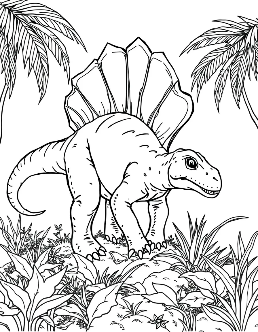 A Ouranosaurus with its sail-like back browsing on vegetation