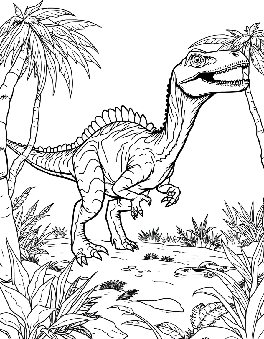 A Coelophysis, a small early dinosaur, hunting in a pack