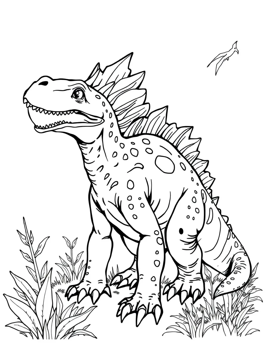 A Saurolophus with its spike-like crest calling to its herd