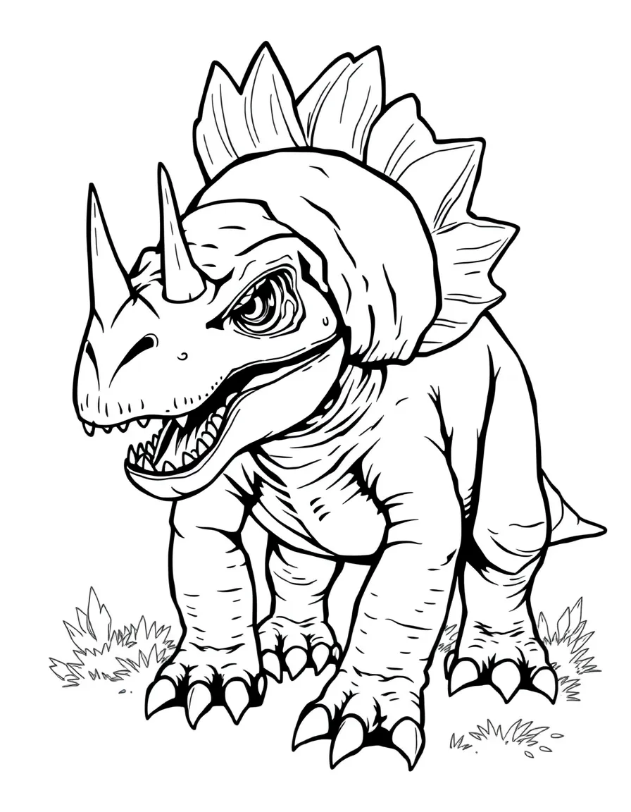 A Stygimoloch with its thick, spiked skull dome in a headbutting position