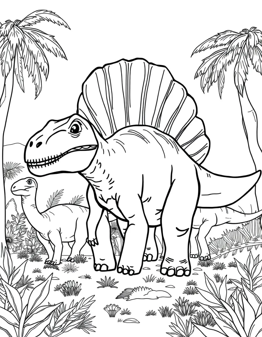 A Brachylophosaurus with its paddle-like crest in a herd