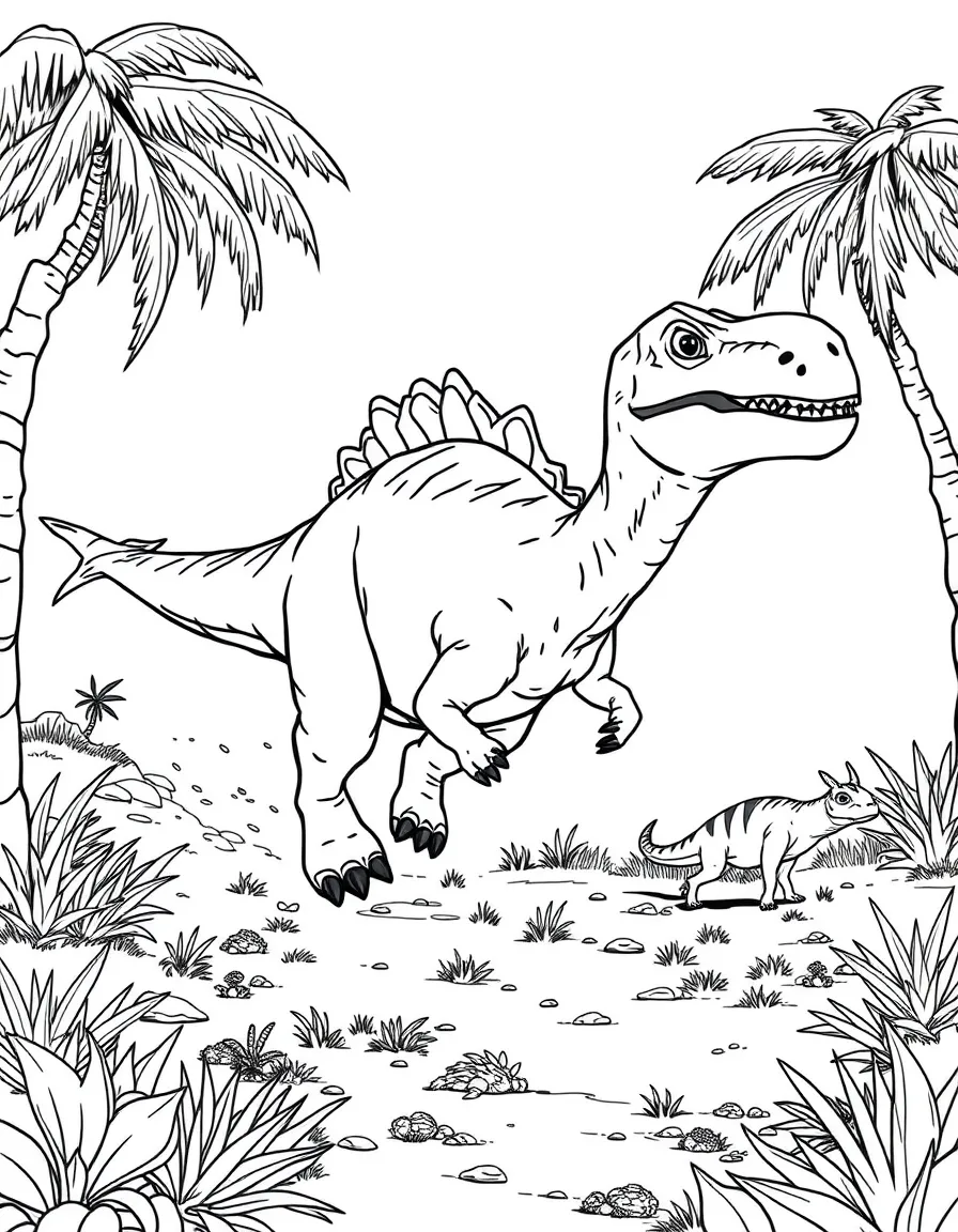 A Dryosaurus running from a predator in a herd