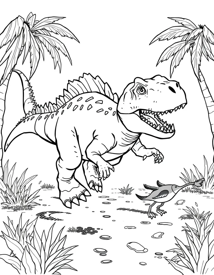 A Elaphrosaurus, a lightweight predator, chasing small prey