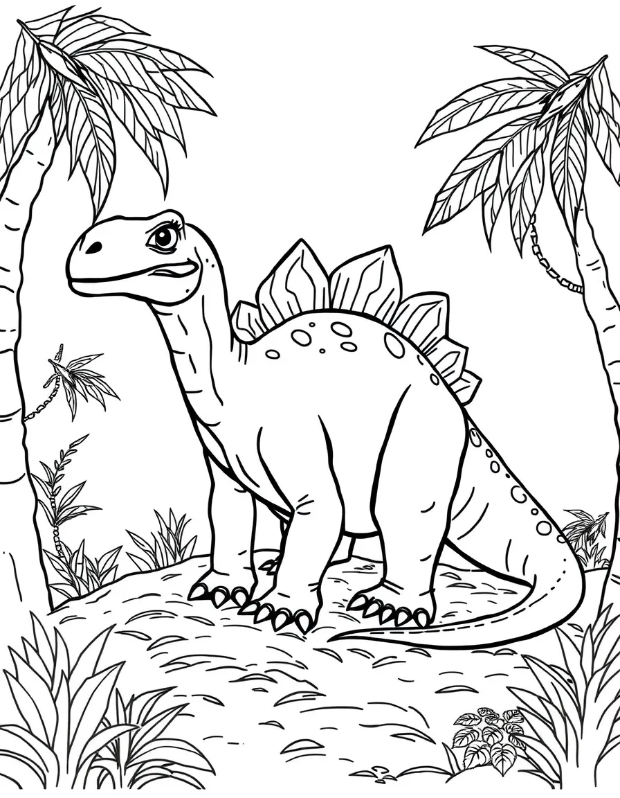 A Jaxartosaurus with its modest head crest in a nesting area