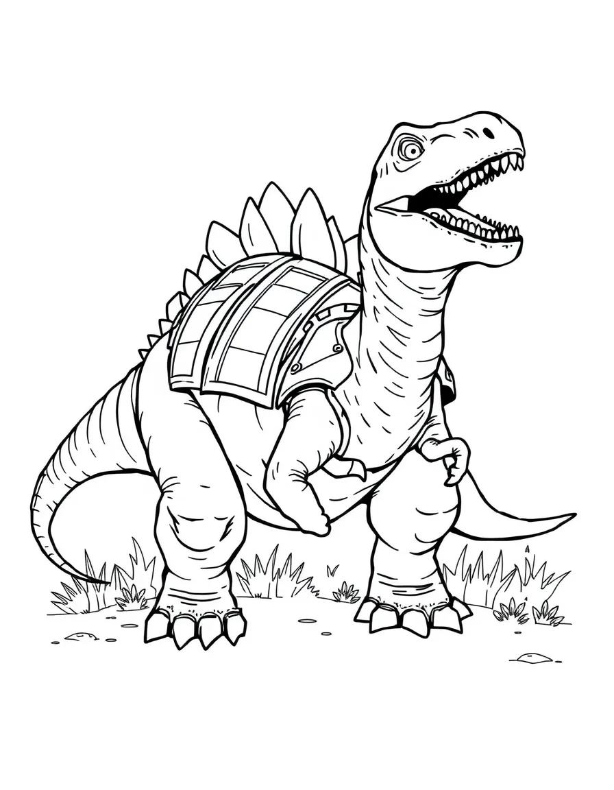A Nodosaurus with its armored body in a defensive stance