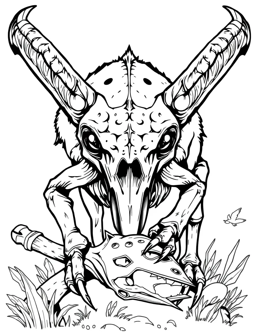 A Rugops with its rough, pitted skull hunting prey