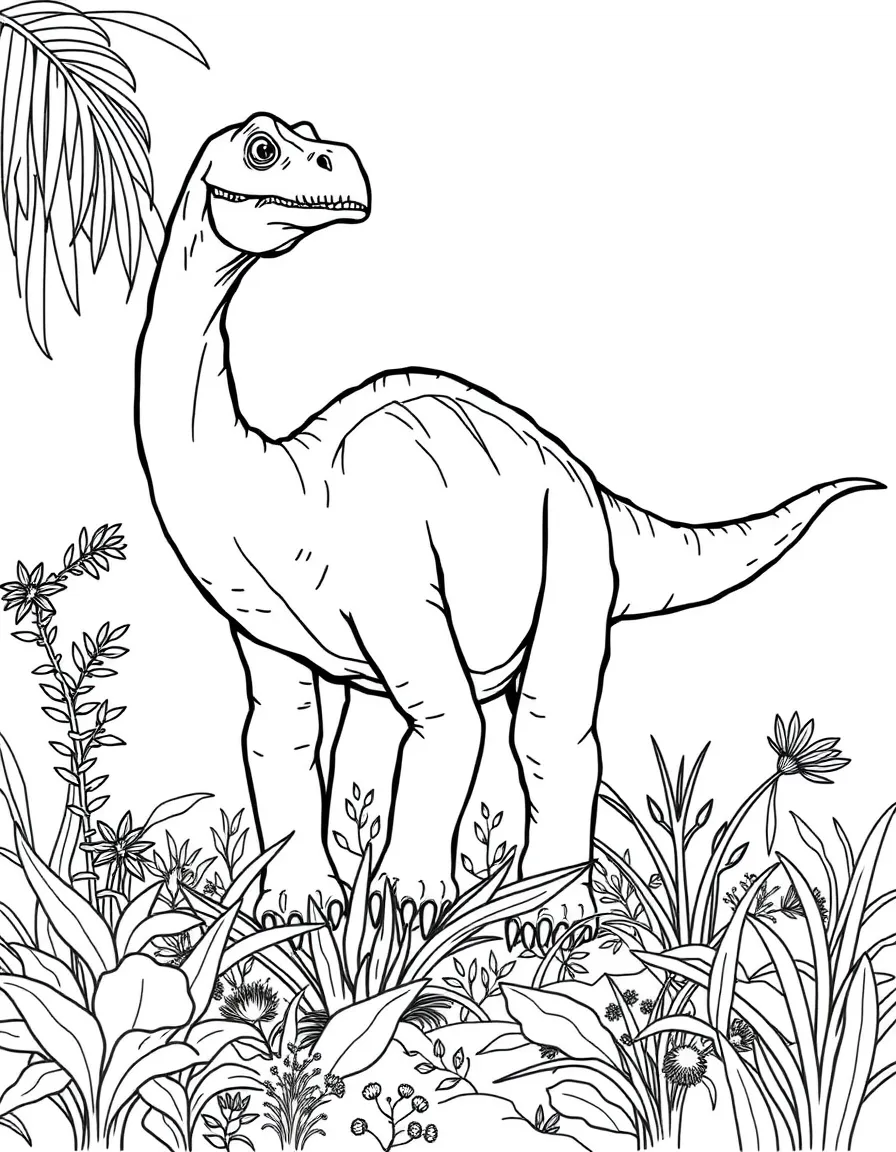 A Yimenosaurus, a long-necked prosauropod, browsing on vegetation