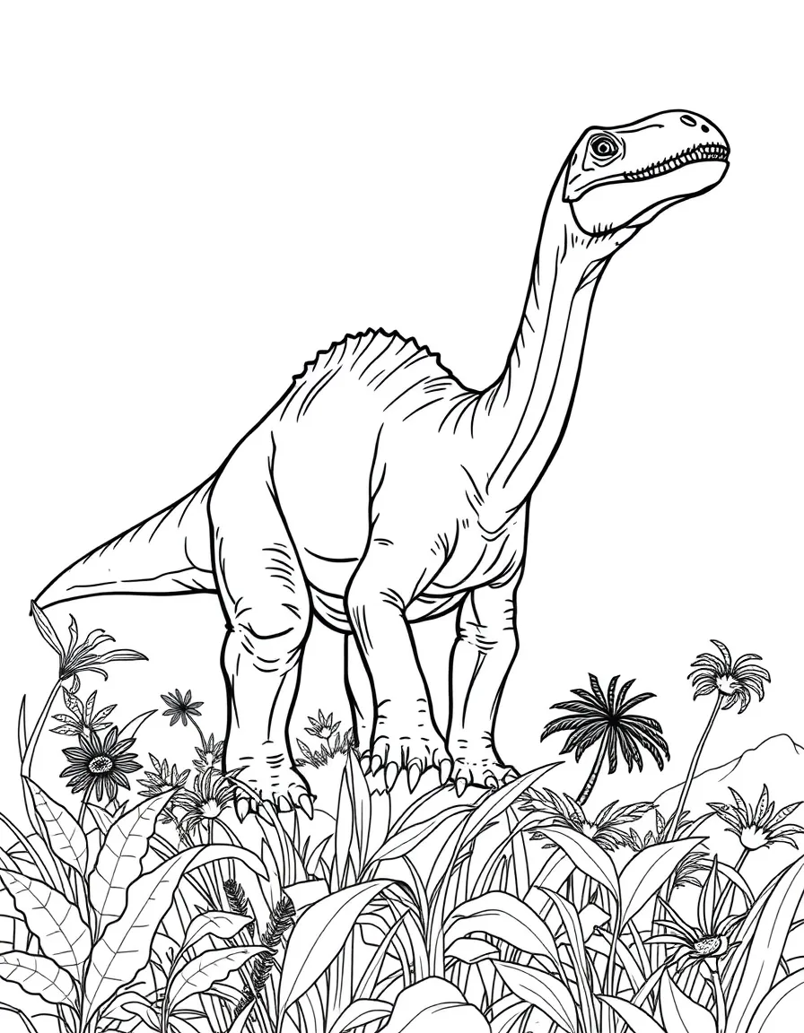 A Sauroposeidon, one of the tallest dinosaurs, browsing on the highest vegetation