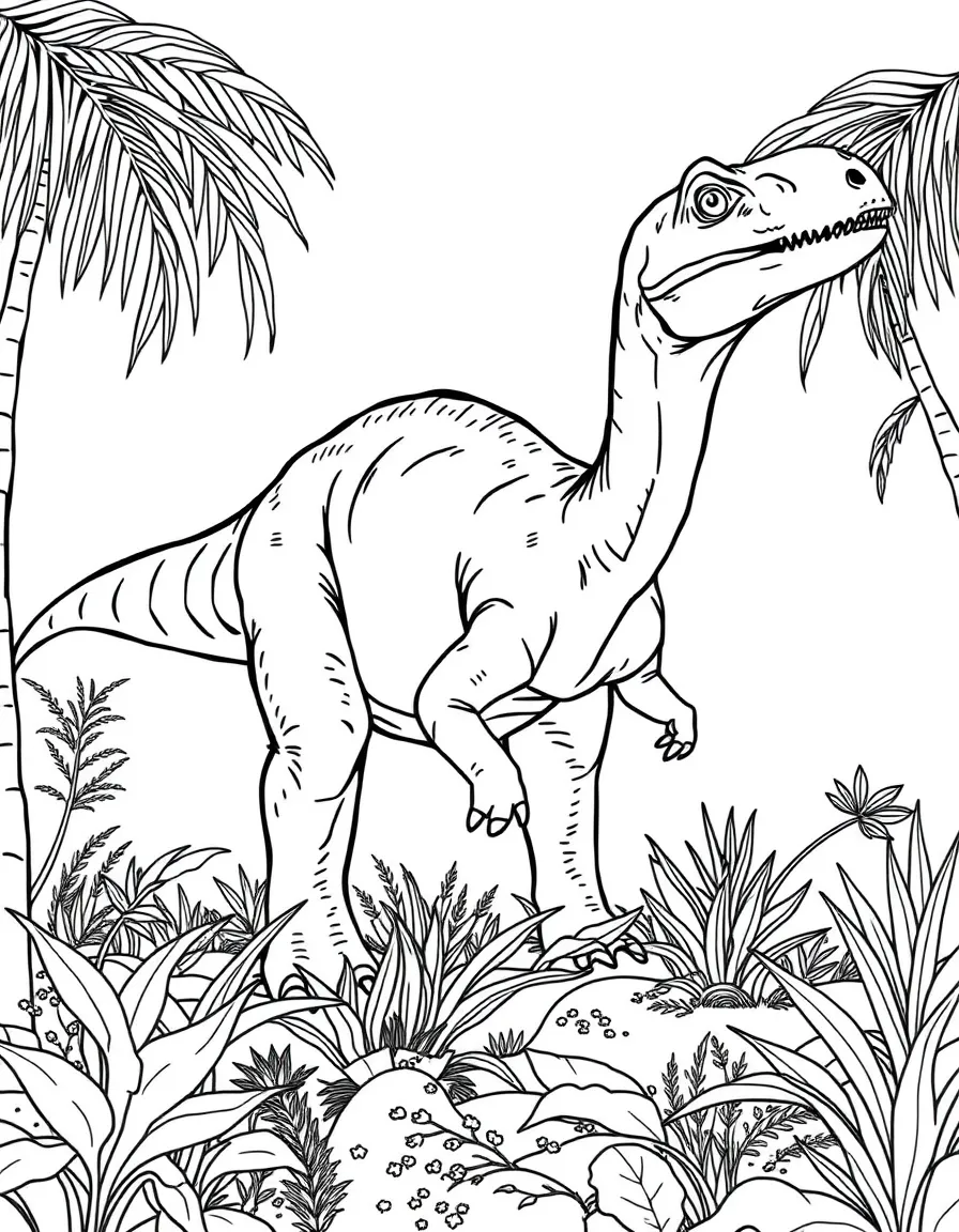 A Unaysaurus, an early prosauropod, browsing on vegetation