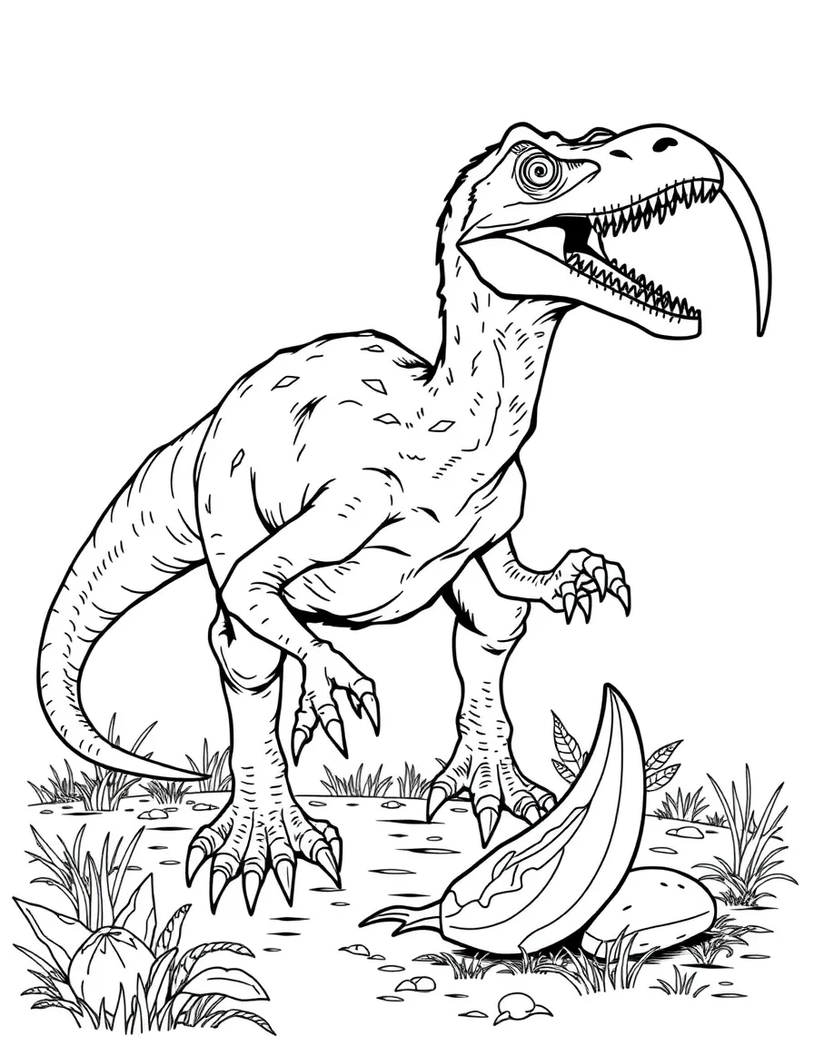 A Dakotaraptor with its large sickle claw hunting prey