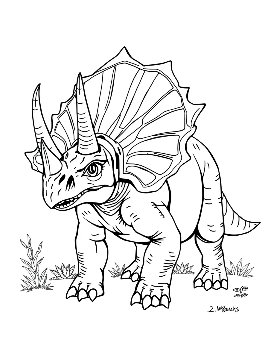 A Kosmoceratops with its elaborate frill and horns in a mating display
