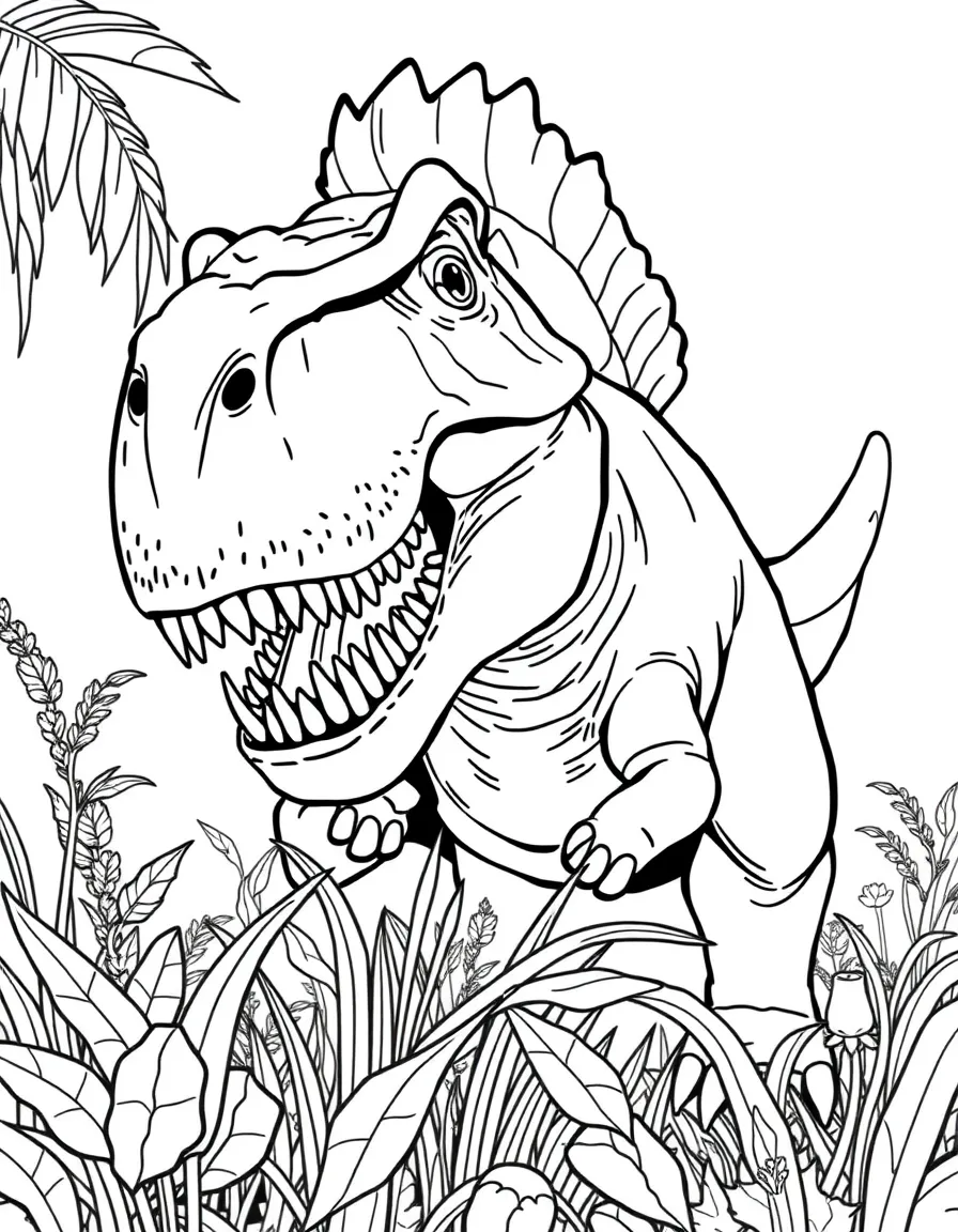 A Lanzhousaurus with its enormous teeth grinding tough vegetation