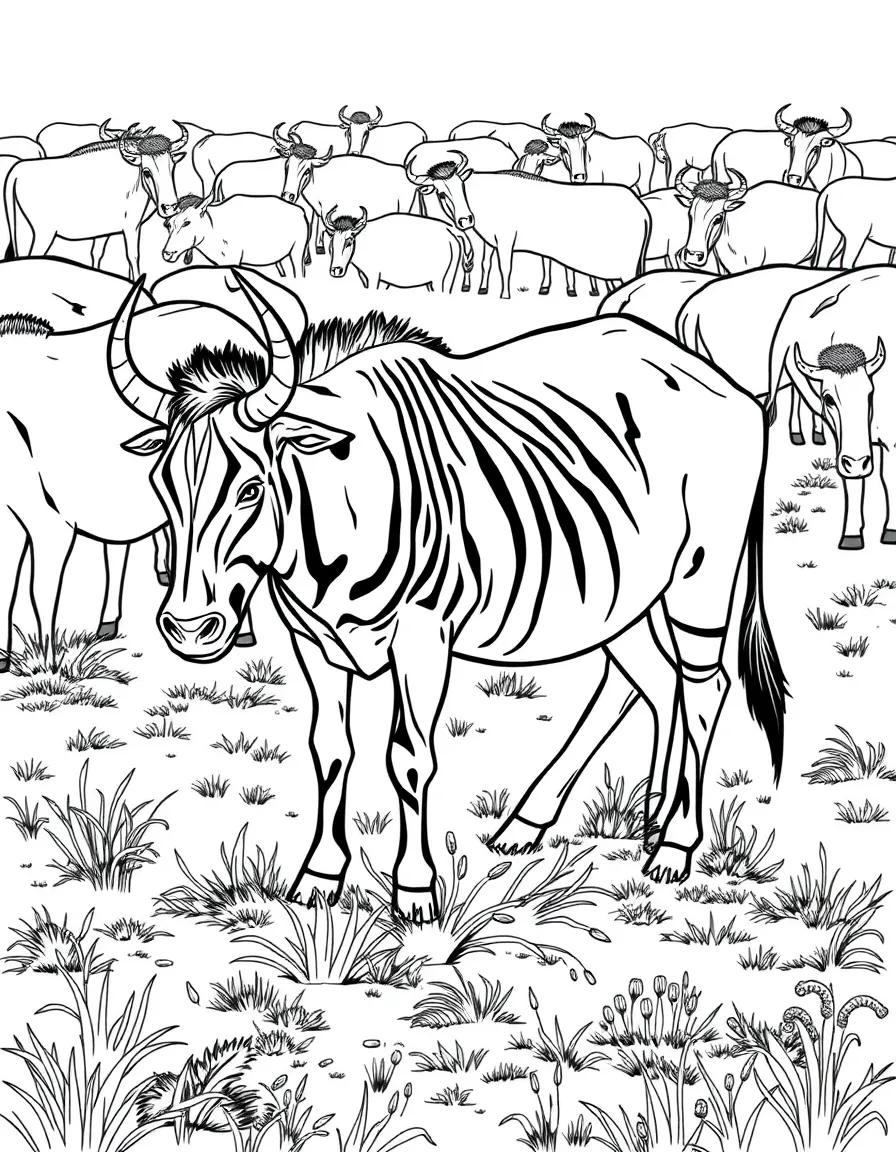 A Protohadros grazing on low vegetation in a herd