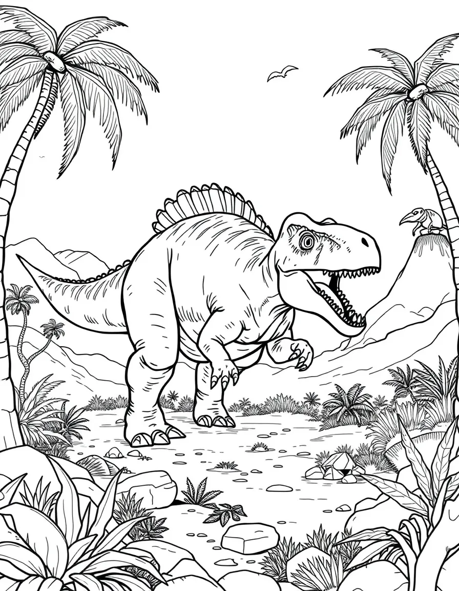 A Xenotarsosaurus hunting in a prehistoric South American landscape