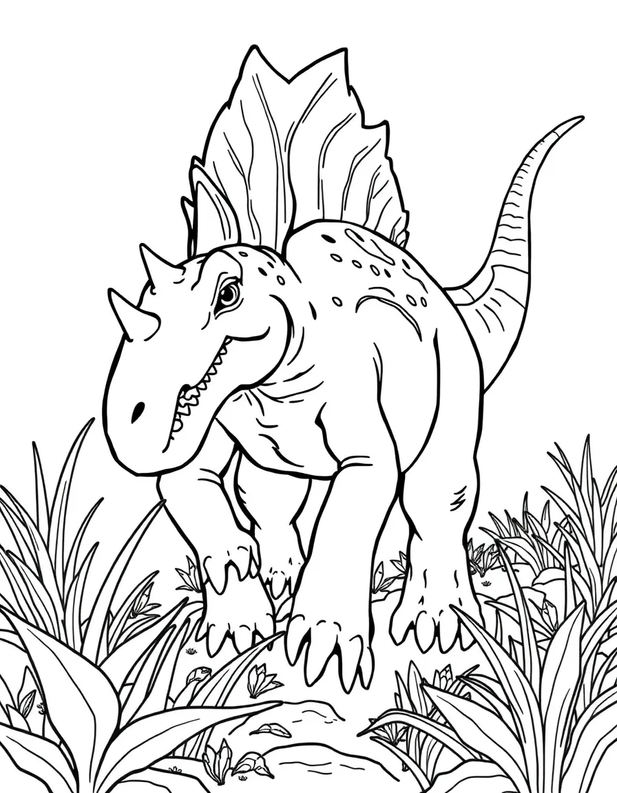 A Bajadasaurus with its forward-pointing neural spines browsing on vegetation