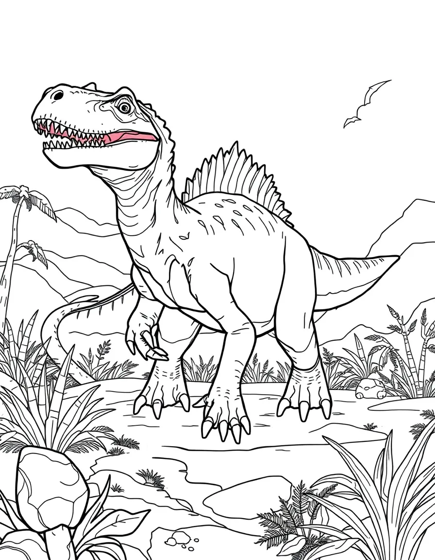 A Dracovenator, an early theropod, hunting in a Jurassic landscape