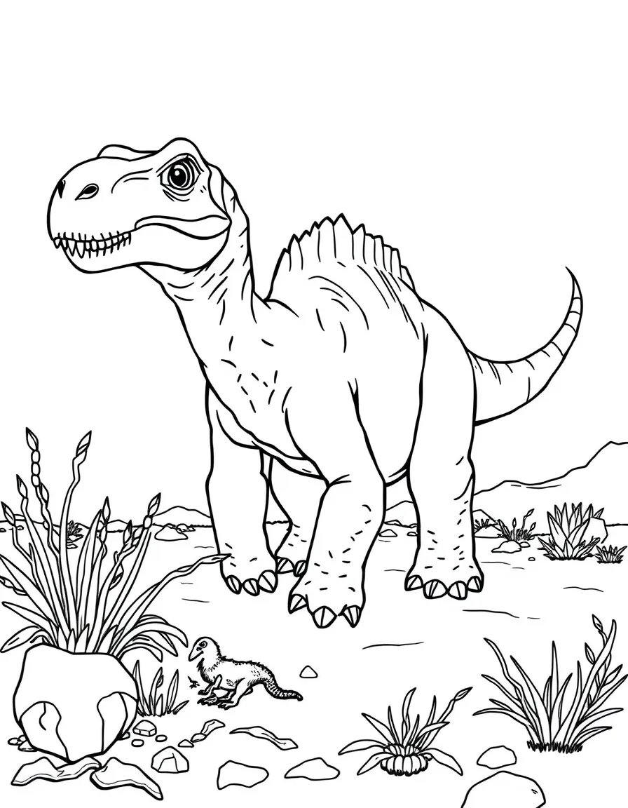A Glacialisaurus, a polar prosauropod, browsing on Antarctic vegetation