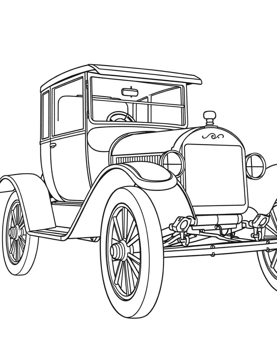 A vintage Ford Model T with detailed spoke wheels and brass accents