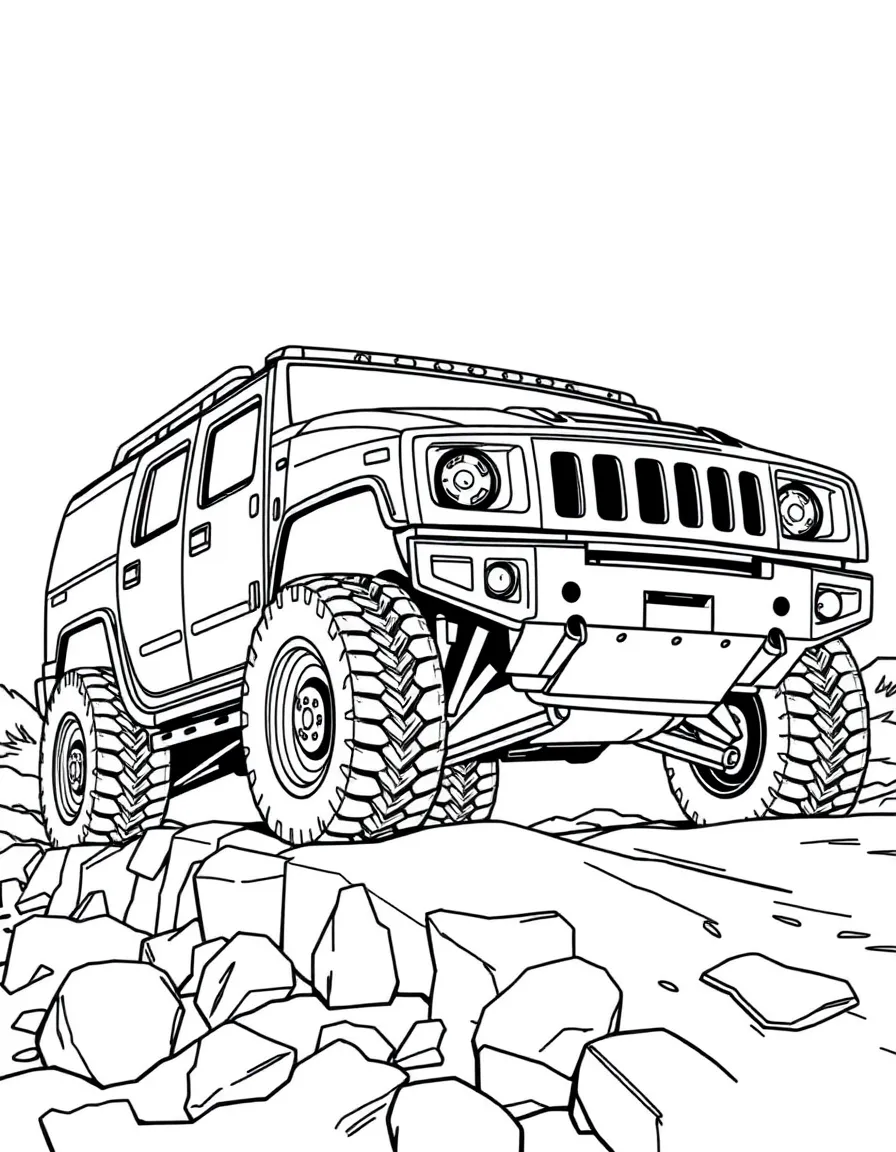 A GMC Hummer EV showcasing its crab walk feature on rough terrain
