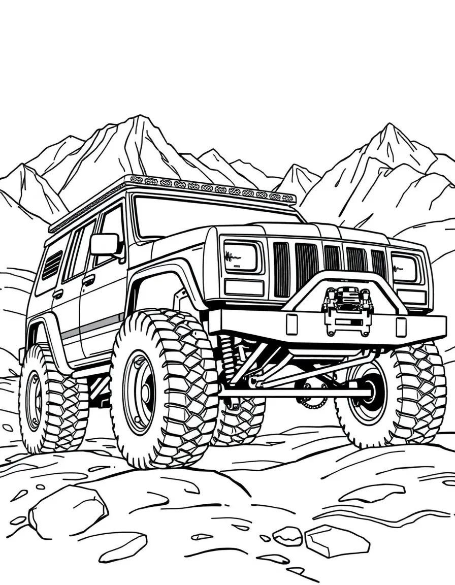 A Jeep Cherokee XJ modified for extreme off-road use