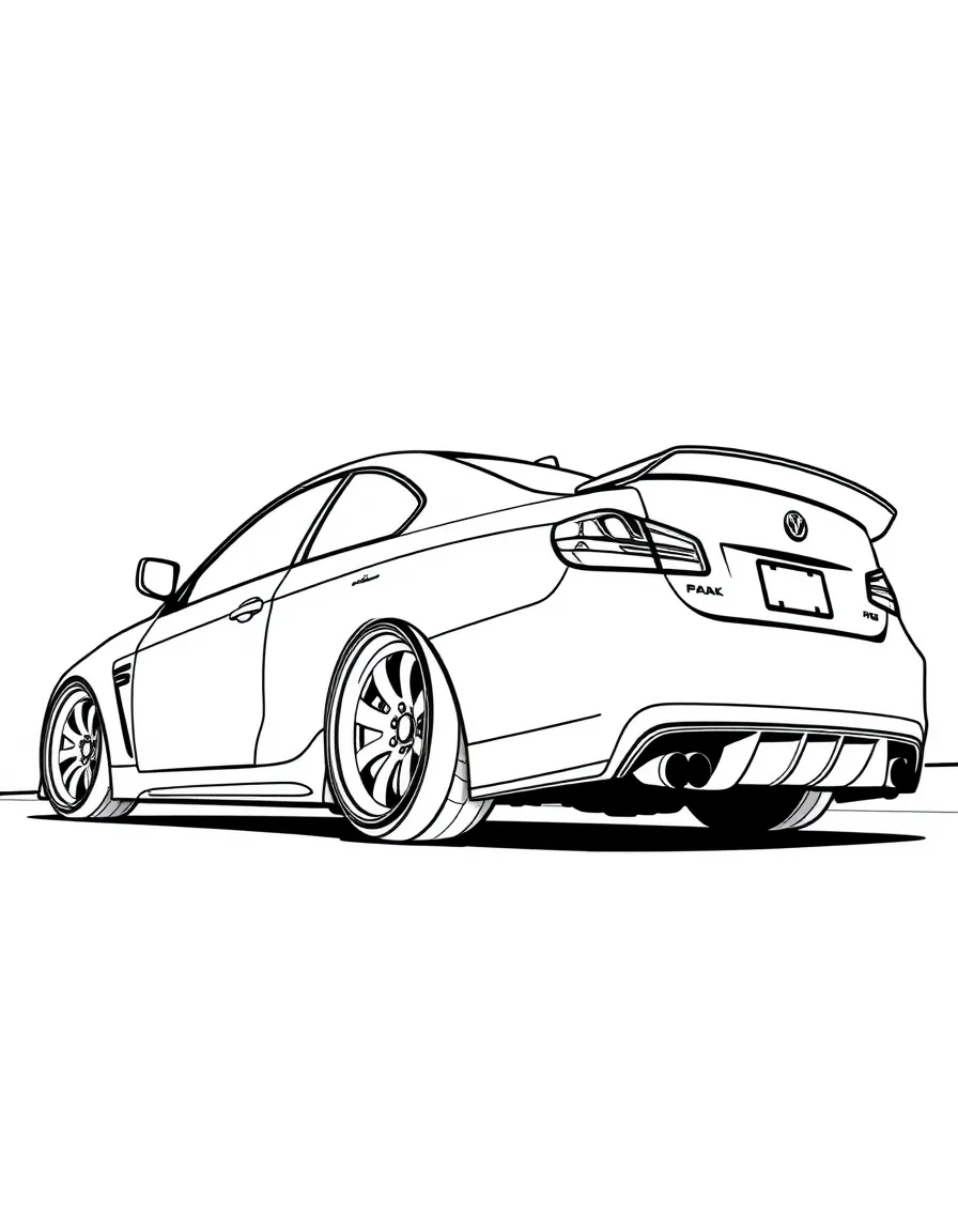 A stance car with negative camber wheels and lowered body