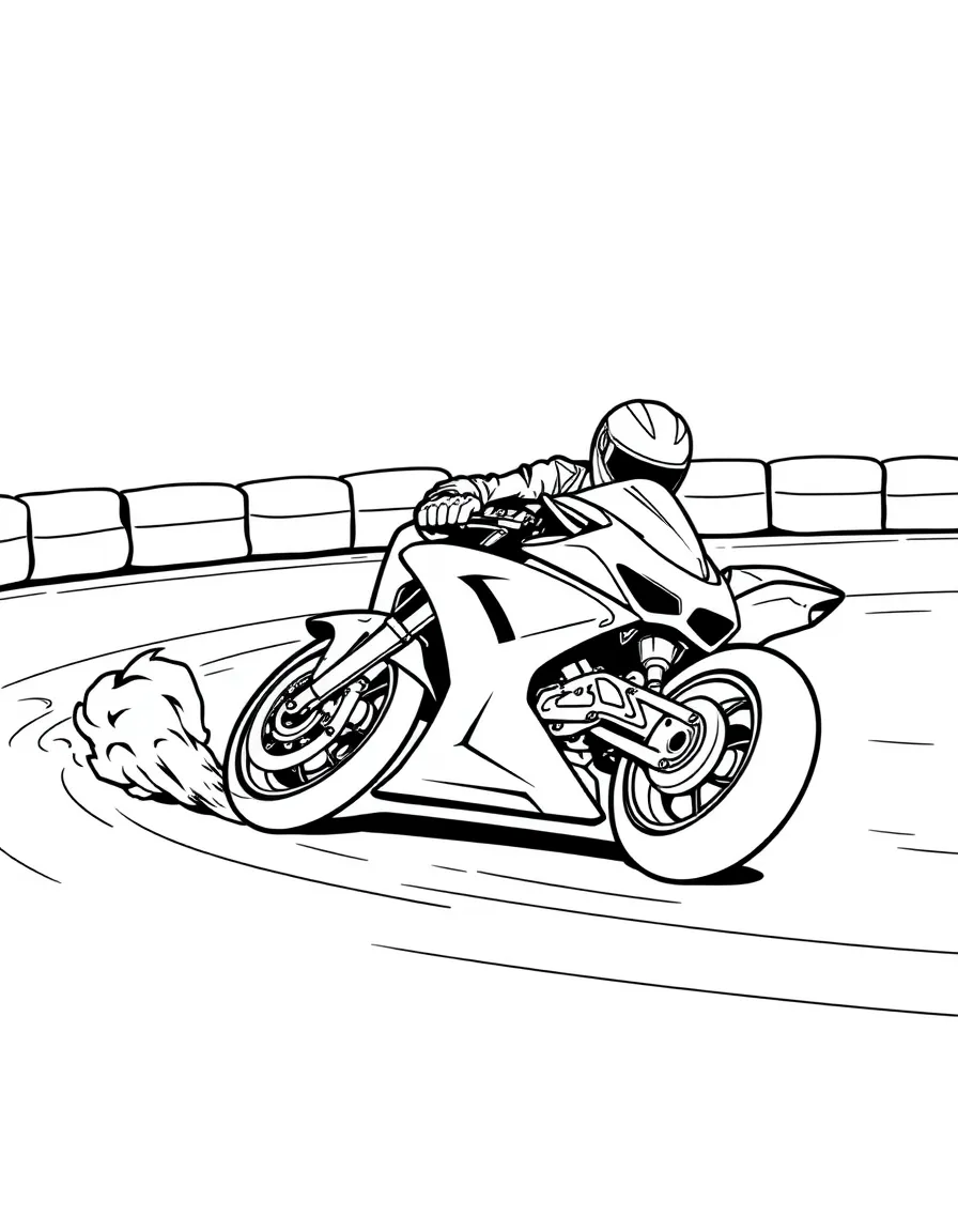 A flat track racing motorcycle drifting around an oval