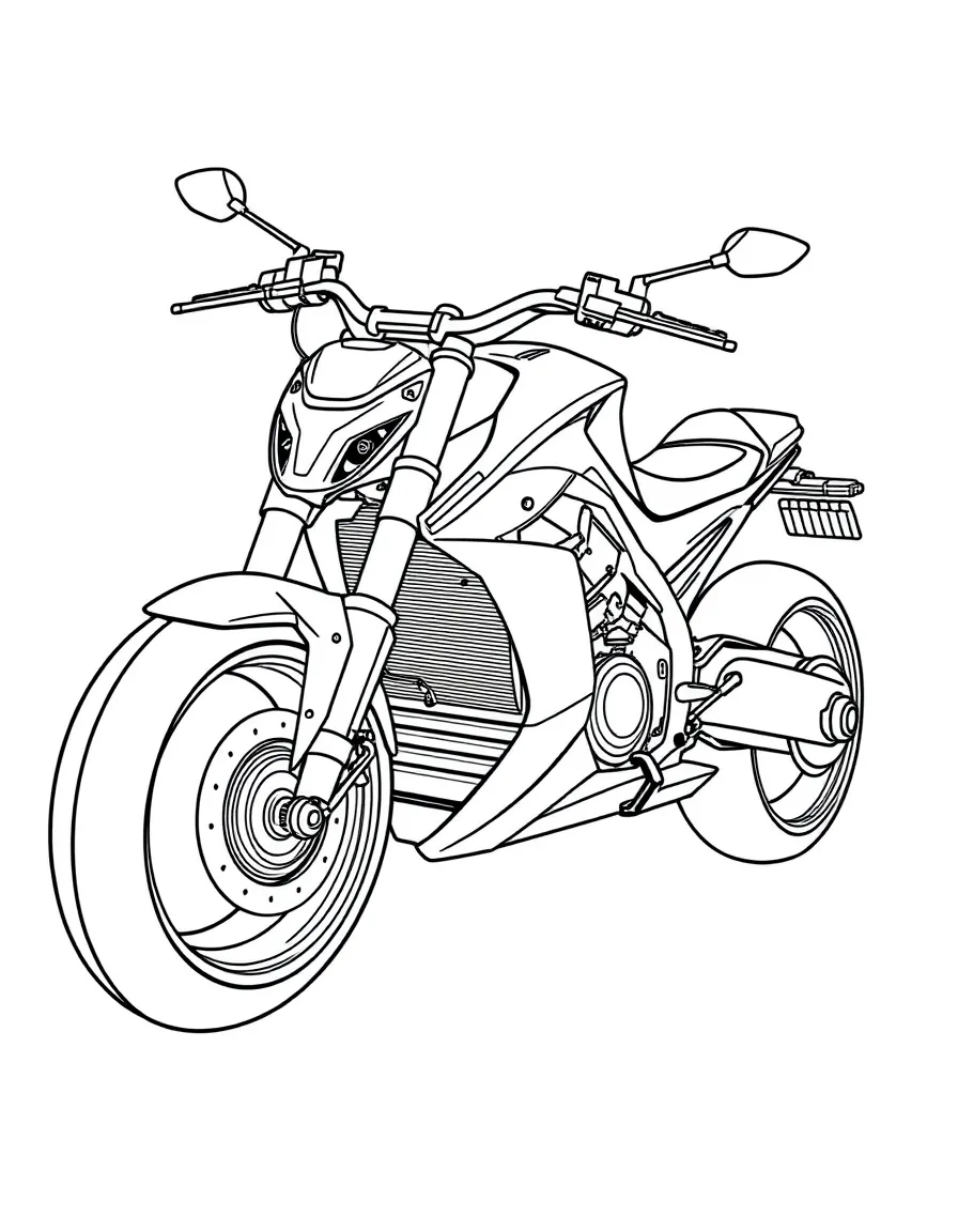 A futuristic concept motorcycle with hubless wheels