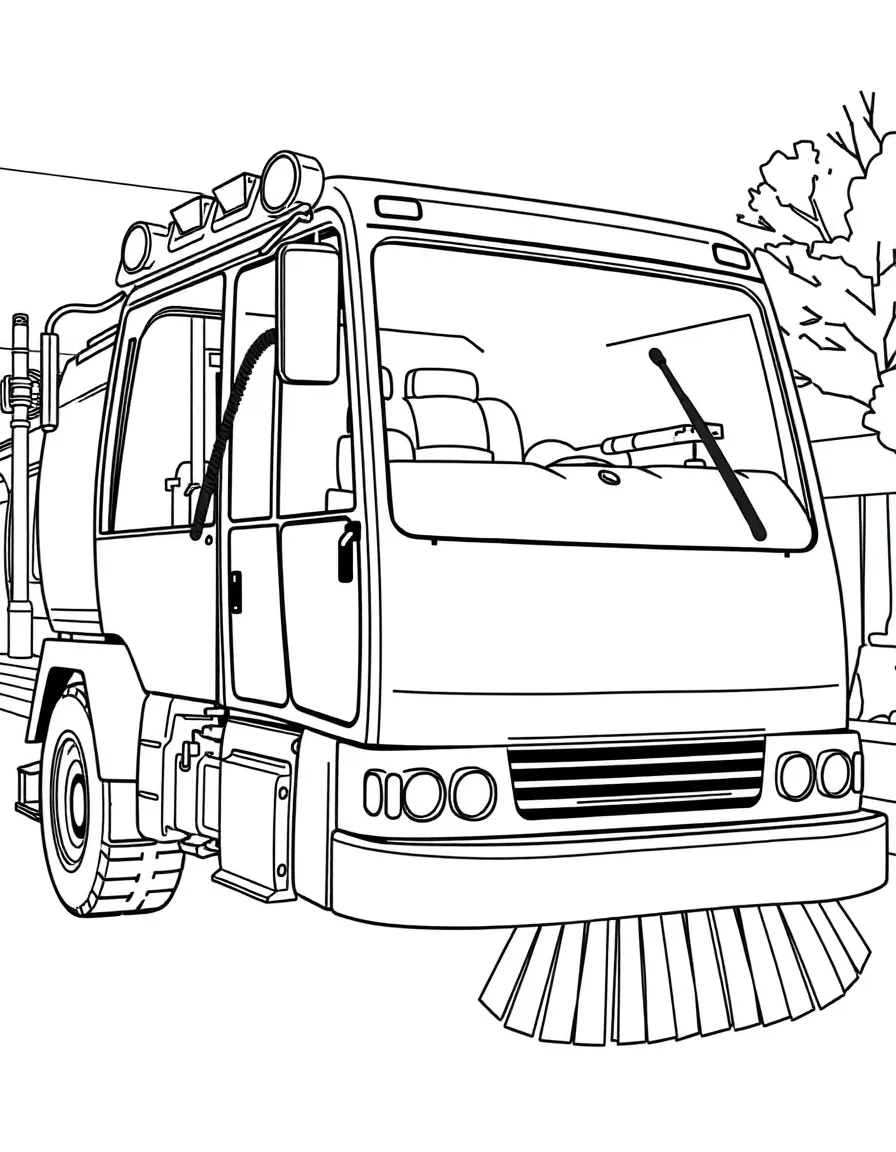 A street cleaning vehicle with detailed brush mechanisms