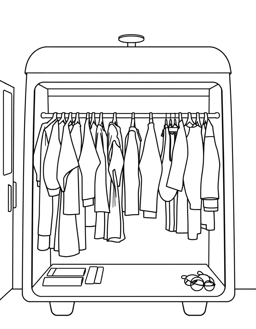 A mobile fashion boutique with clothing racks visible