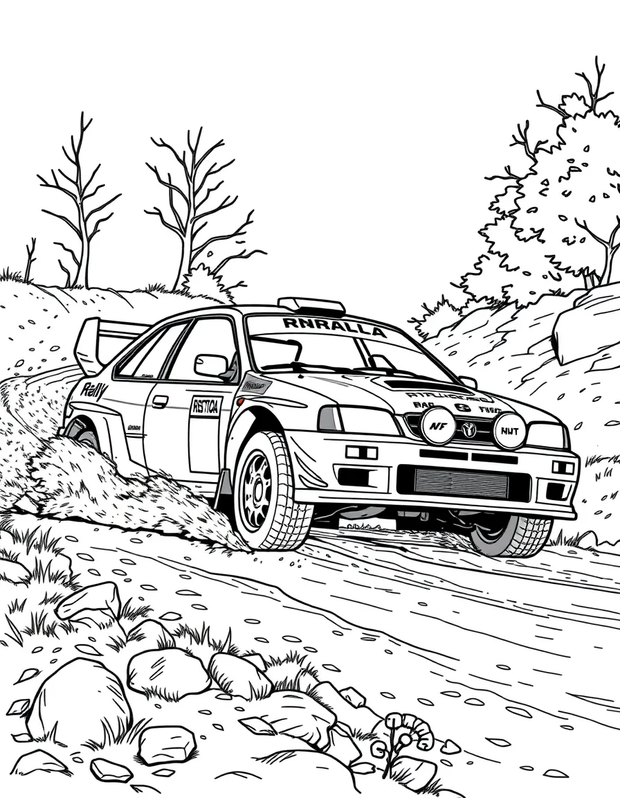 A rally car sliding through a muddy corner
