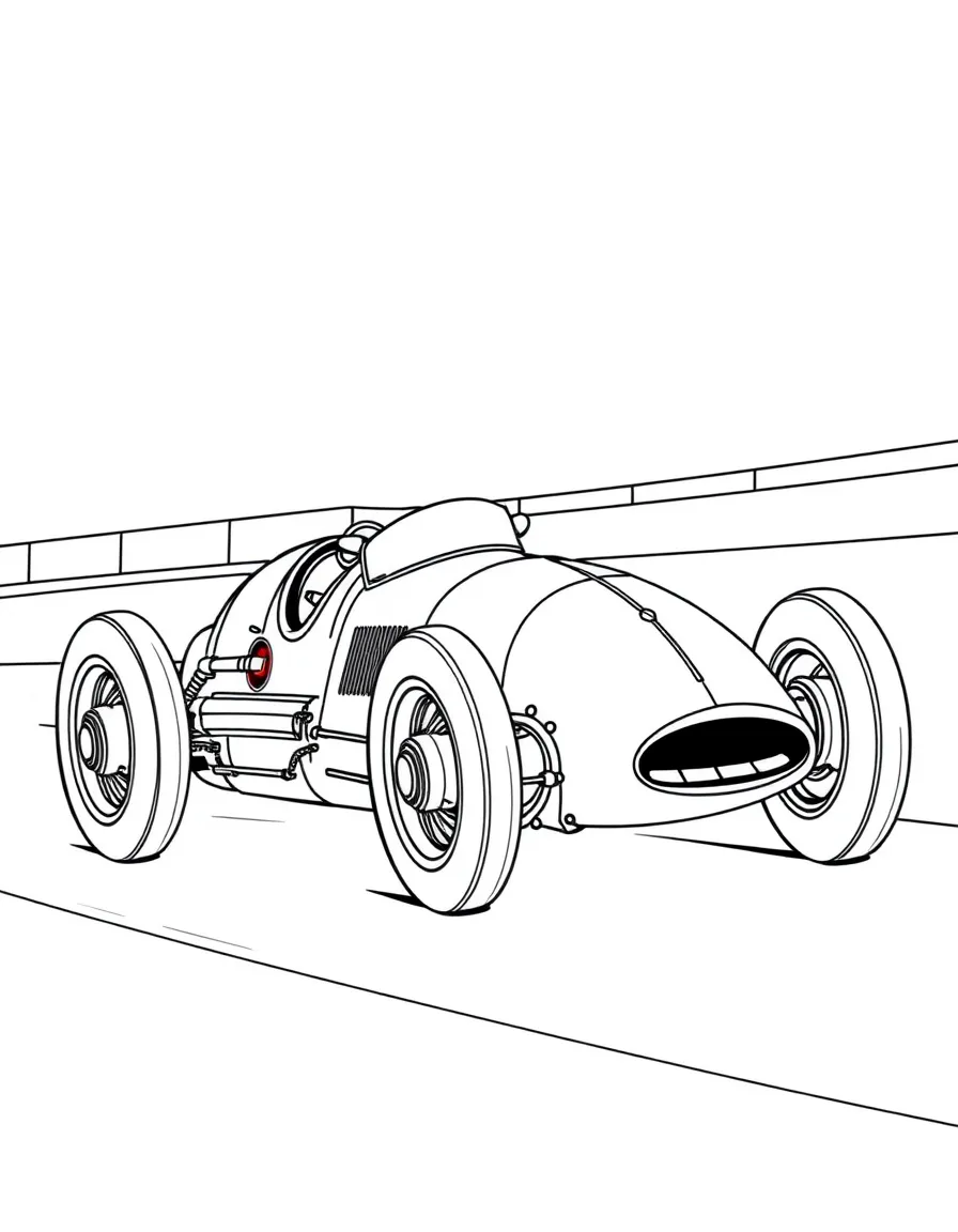 A vintage Grand Prix race car from the 1930s