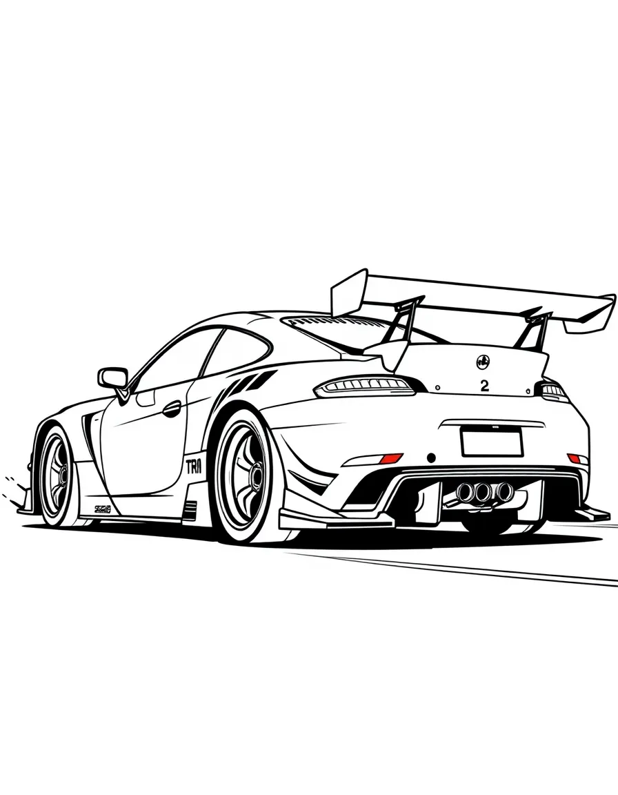 A time attack car with extreme aerodynamic modifications