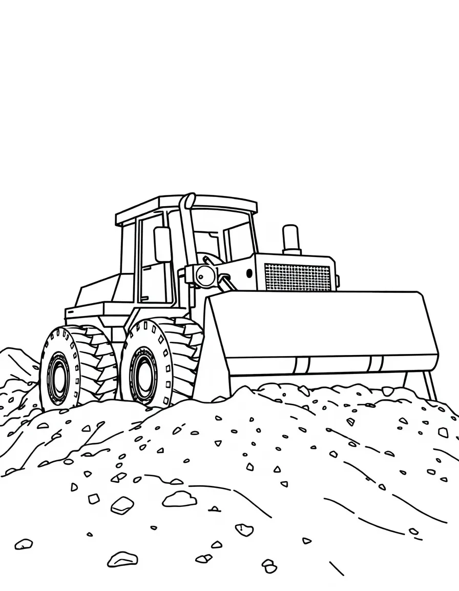 A bulldozer pushing a large pile of earth
