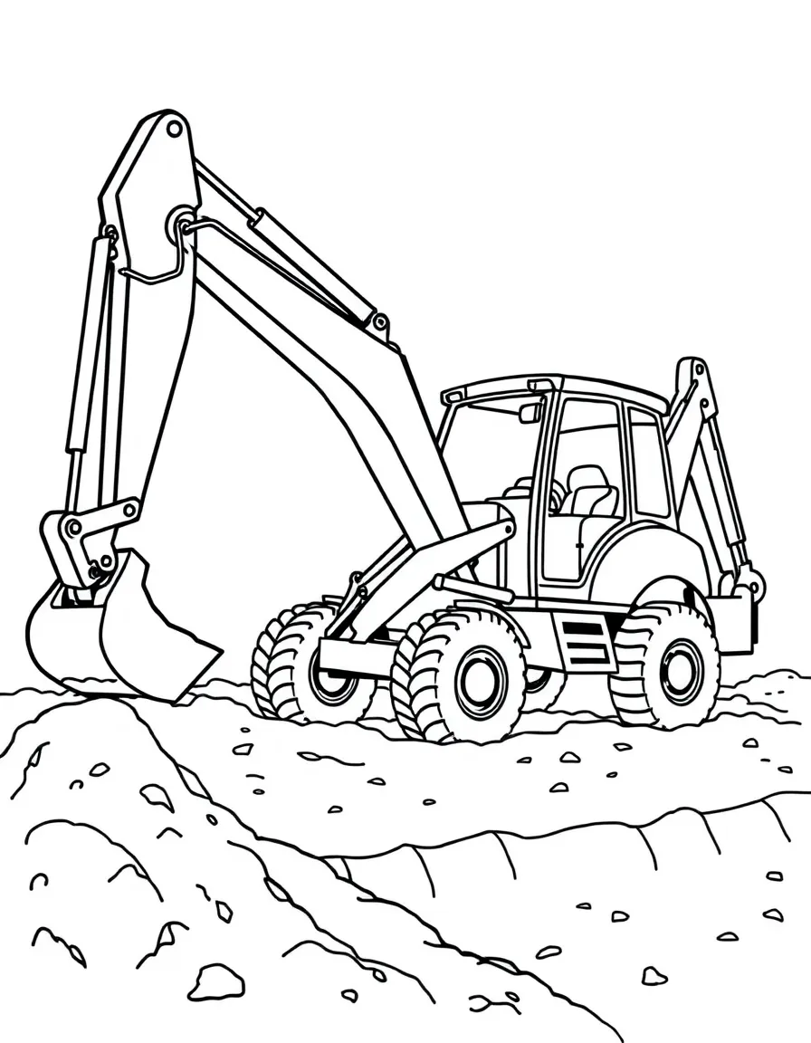A backhoe loader digging a foundation