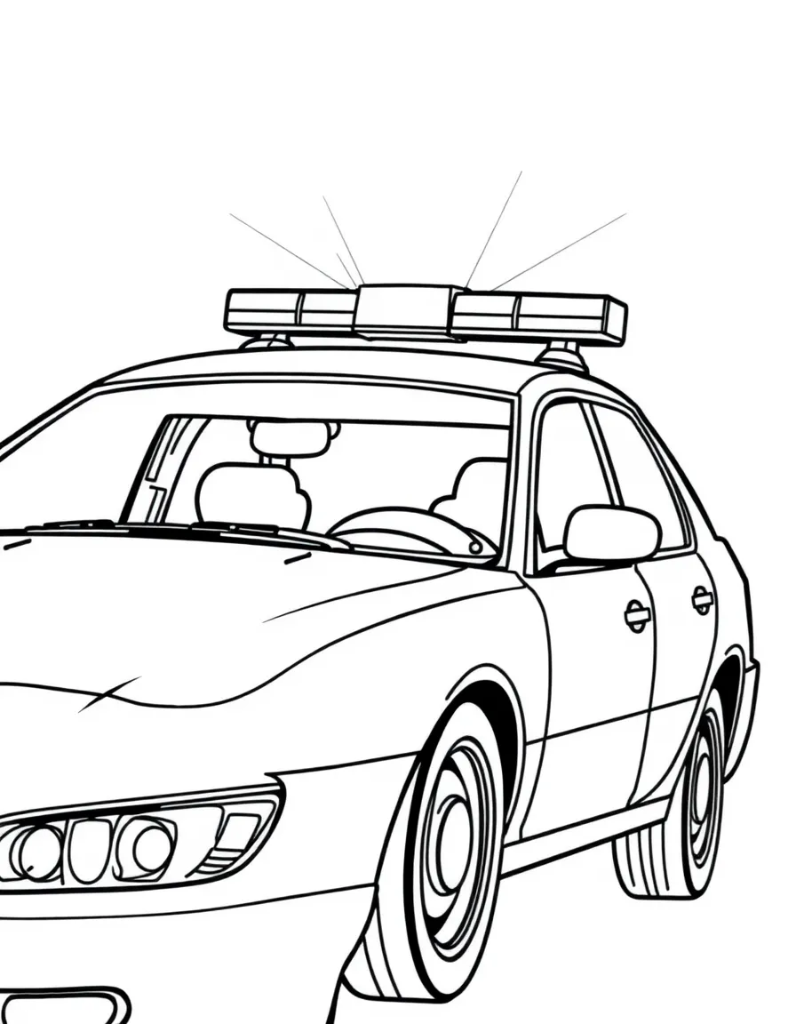 A detailed police cruiser with lights flashing