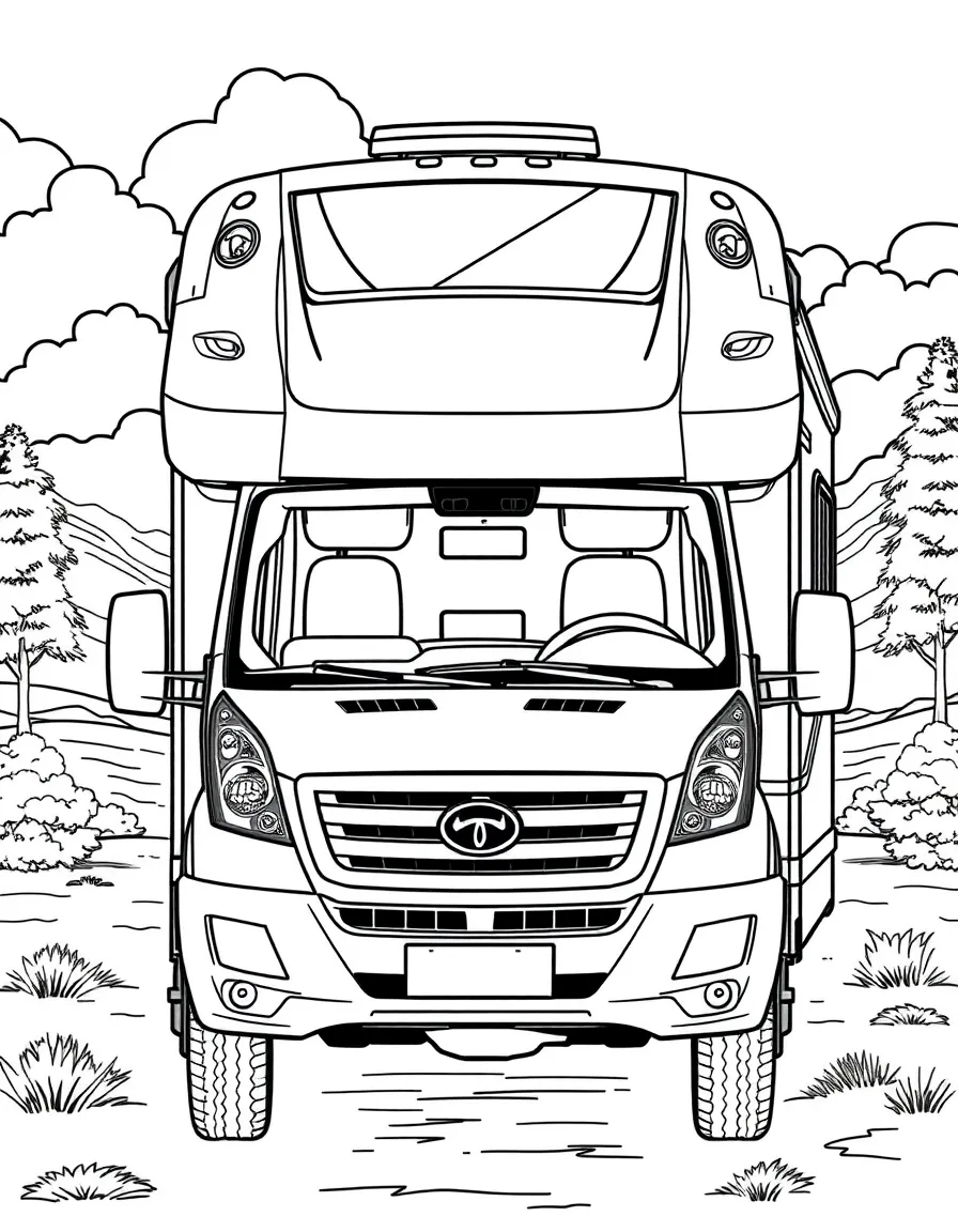 A luxury Class C motorhome with detailed amenities
