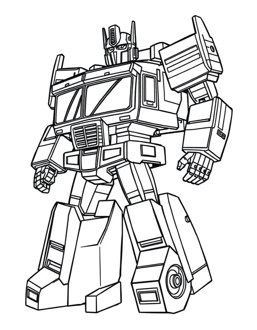 Optimus Prime in both truck and robot form transformation