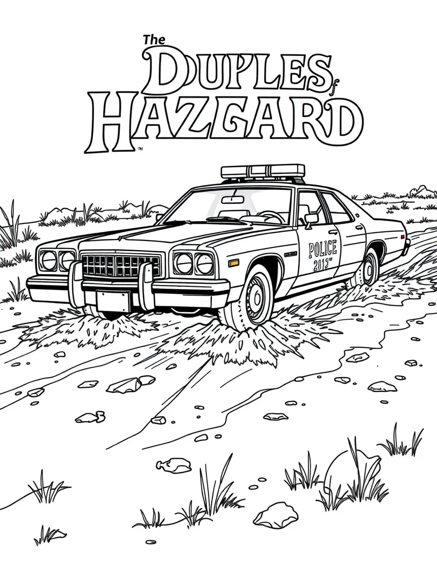 The Dukes of Hazzard police car stuck in mud
