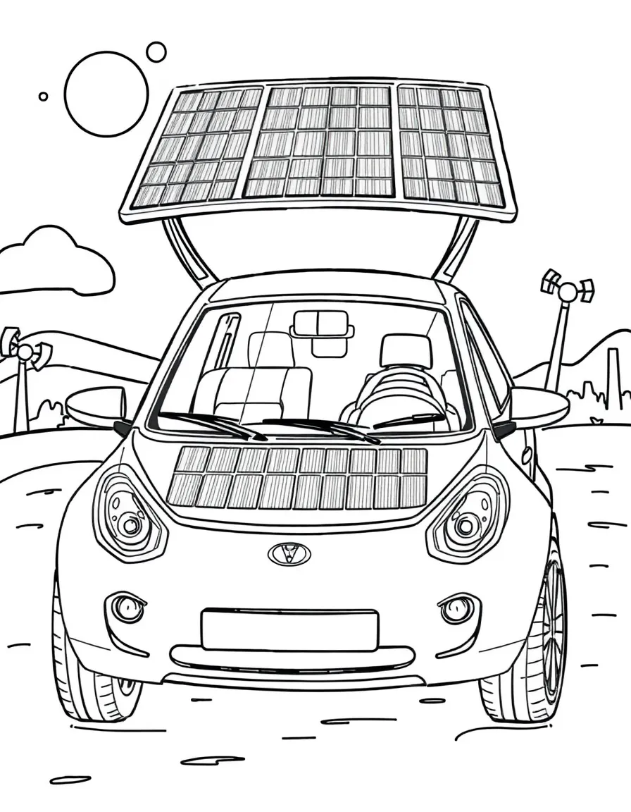 A solar-powered car with detailed panel system