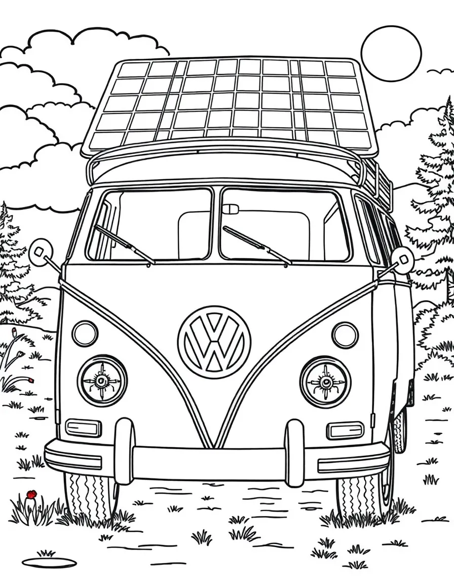 A vintage VW Bus converted to solar-electric power