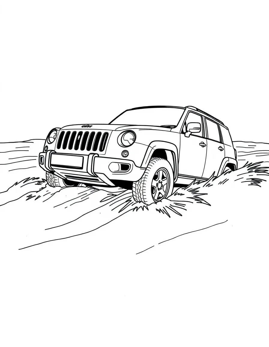 A car partially buried in sand during beach driving