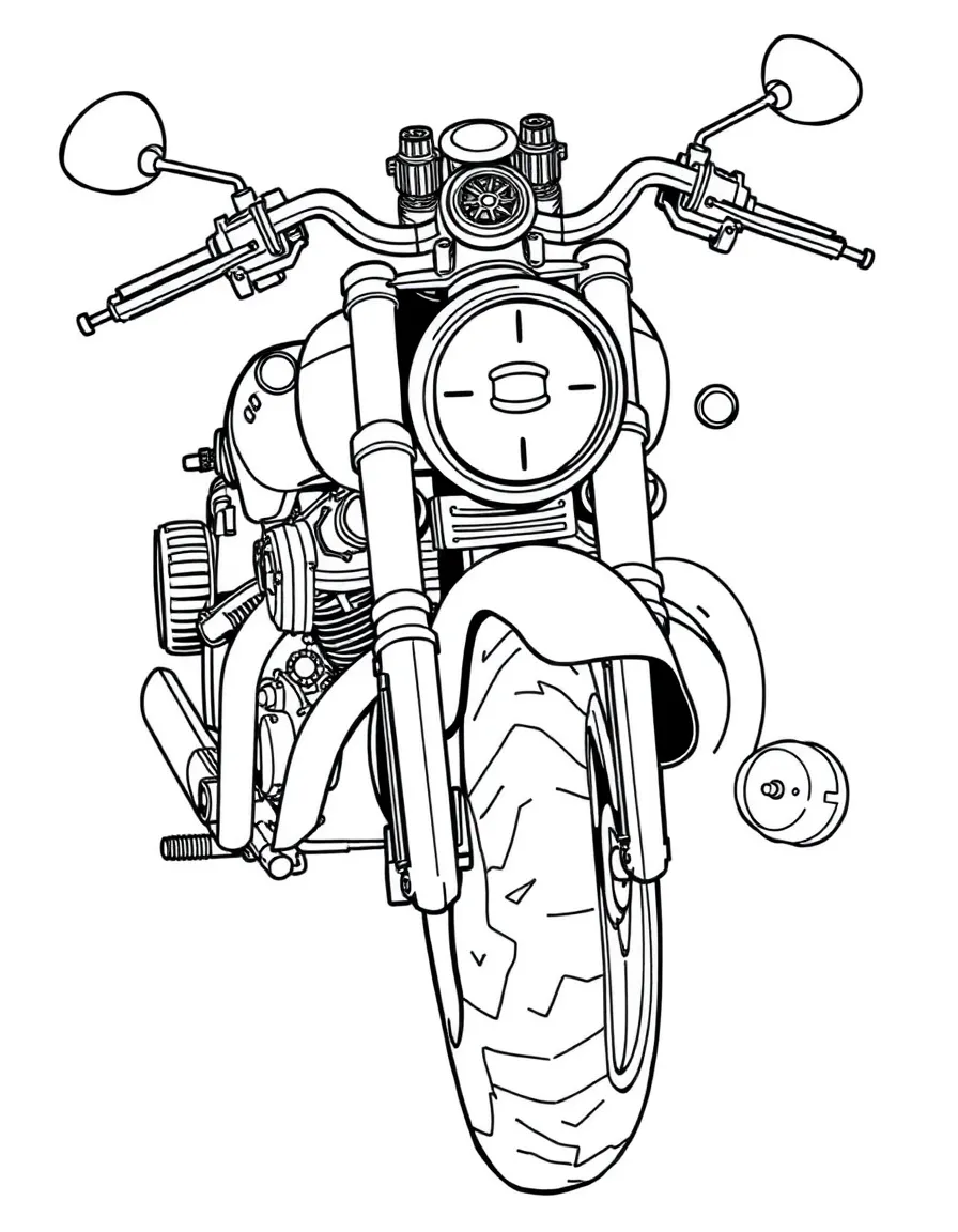A steampunk motorcycle with brass gears and pipes