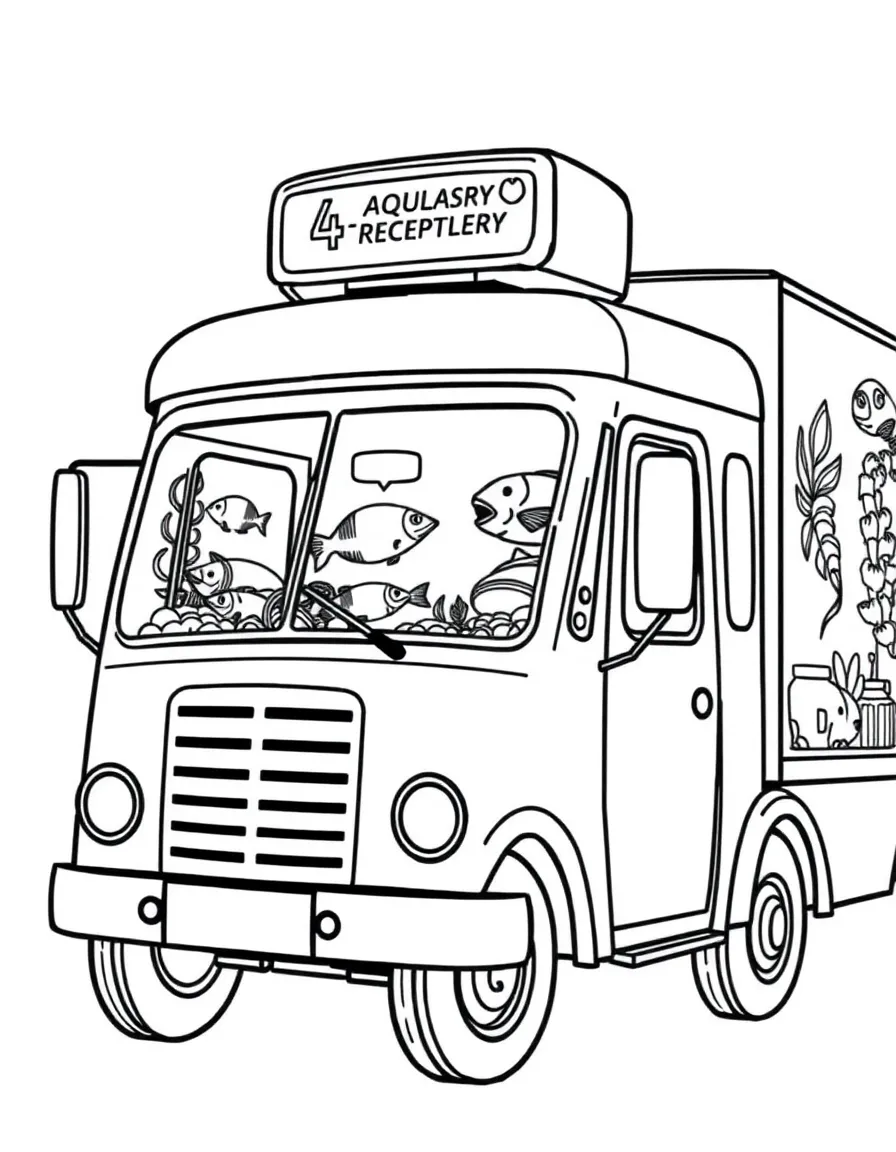 A fish delivery truck with aquarium-like tanks