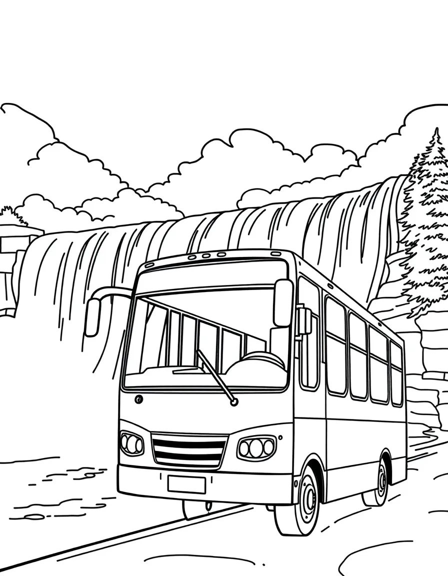 A bus at the edge of Niagara Falls