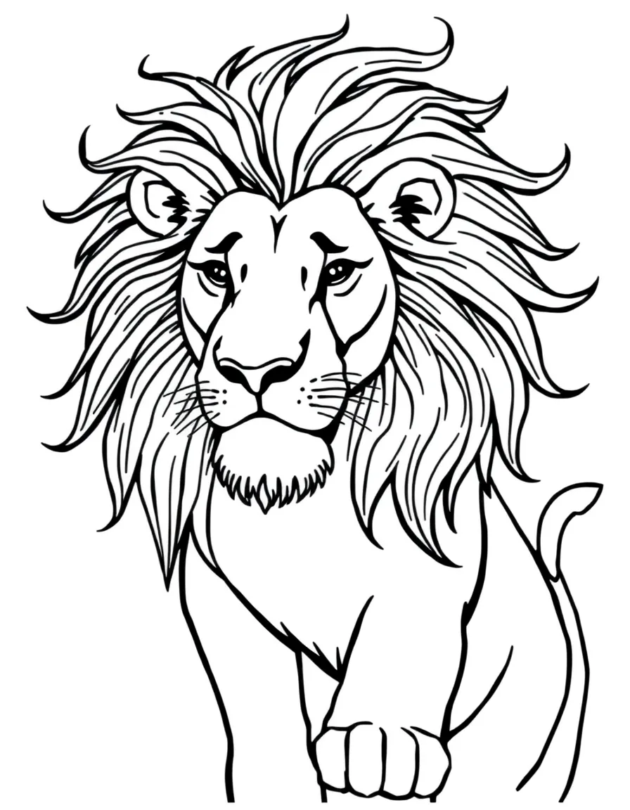 Lion with wind-swept mane creating natural spiral patterns