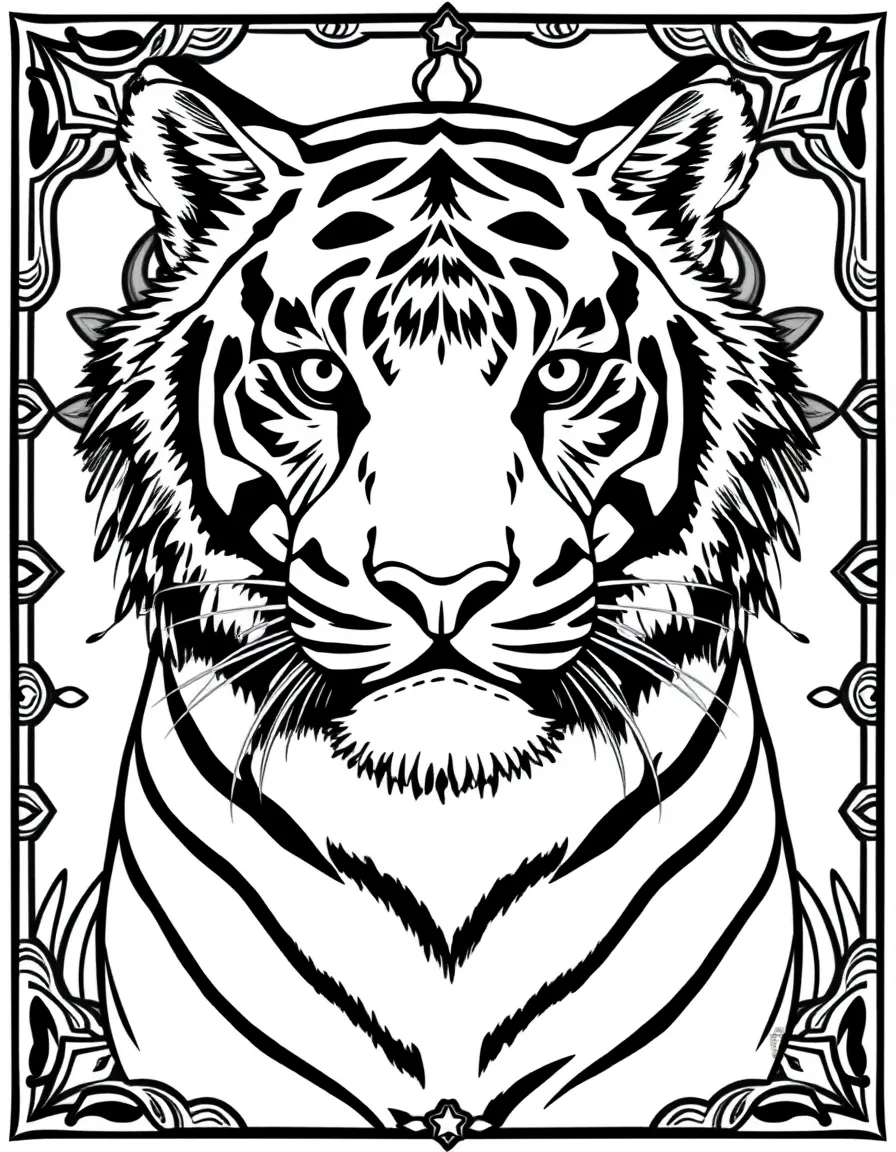 Tiger with sacred geometry incorporated into its natural striping pattern