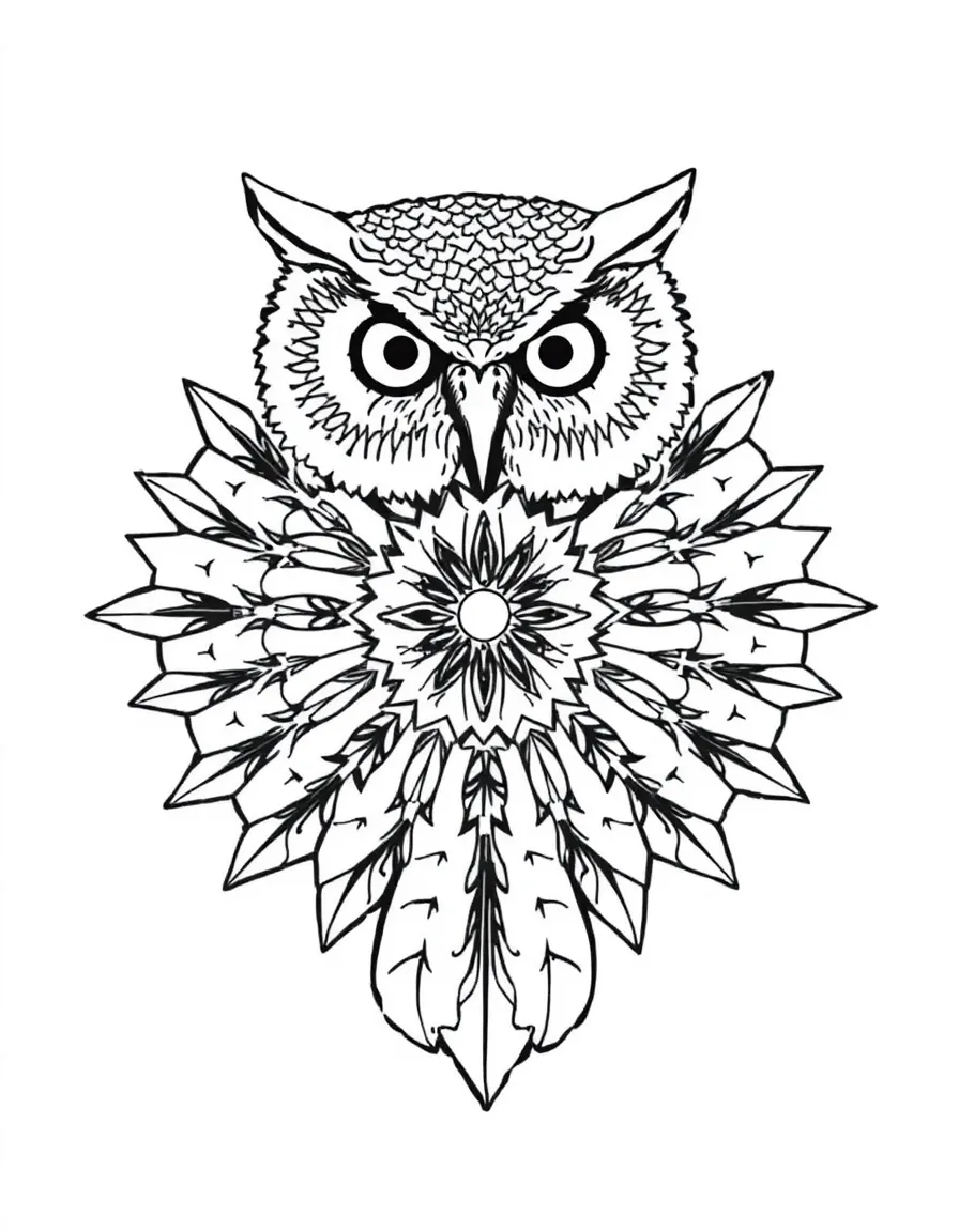 Owl's talon with detailed claw patterns forming a natural mandala design