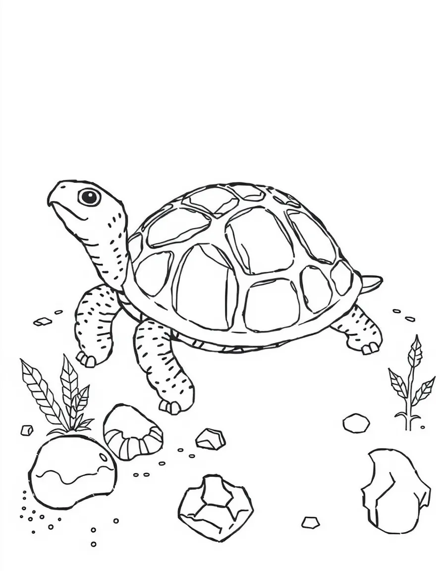 Tortoise with stone-like patterns on its shell, surrounded by earth elements