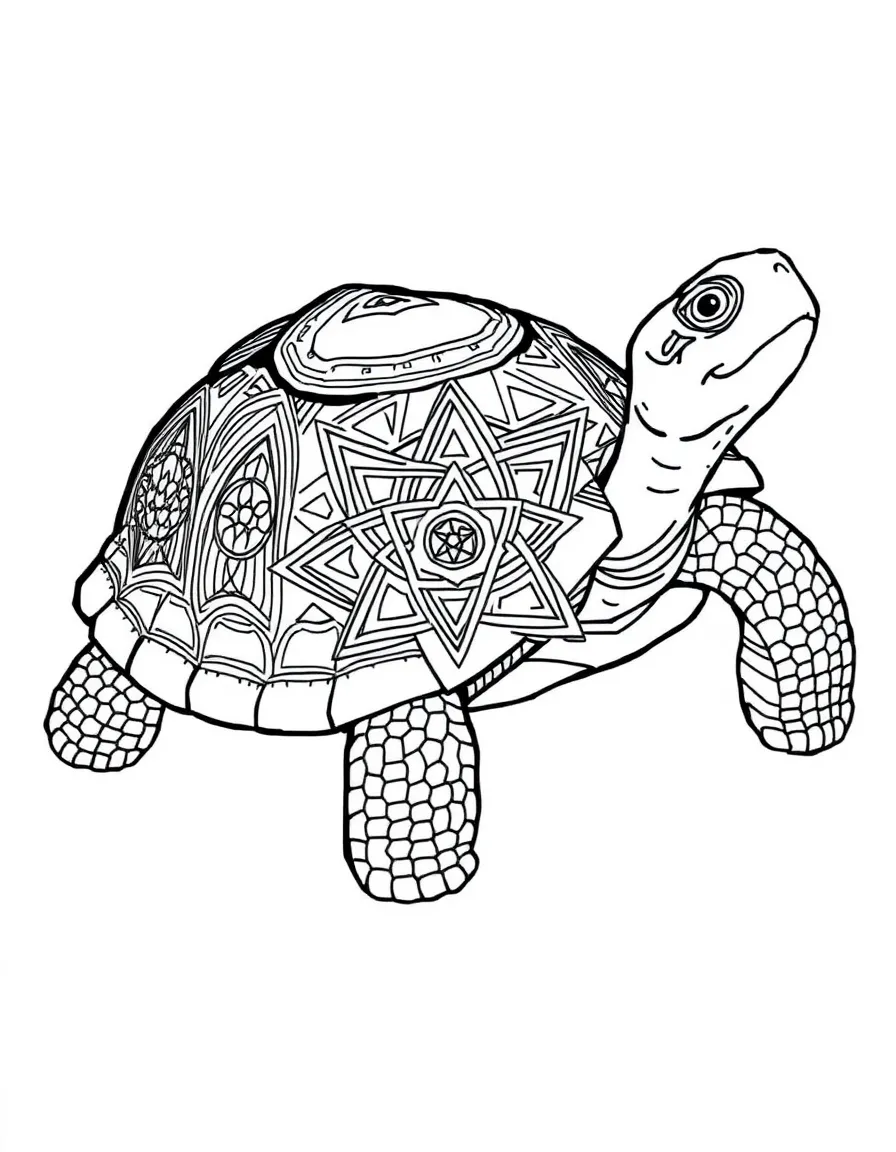 Tortoise with sacred geometry incorporated into its natural shell pattern