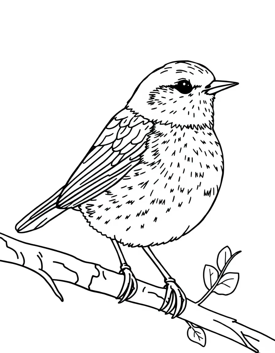 Robin with seasonal elements in its feathers, showing all four seasons